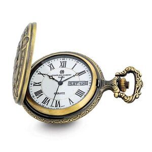 Charles Hubert Antique Gold Finish Hunter & Dog Pocket Watch